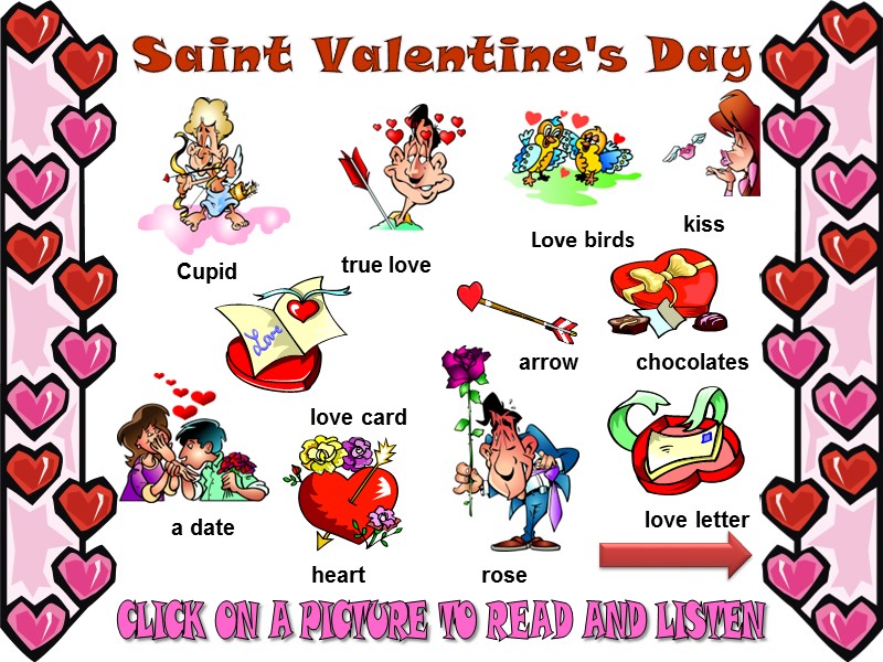 Saint Valentine's Day love card Cupid  kiss true love  Love birds 